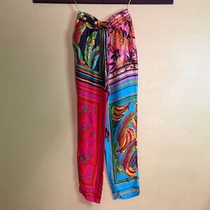 Farm Rio Multicolor Summer Picnic Scarf Pants Size XS